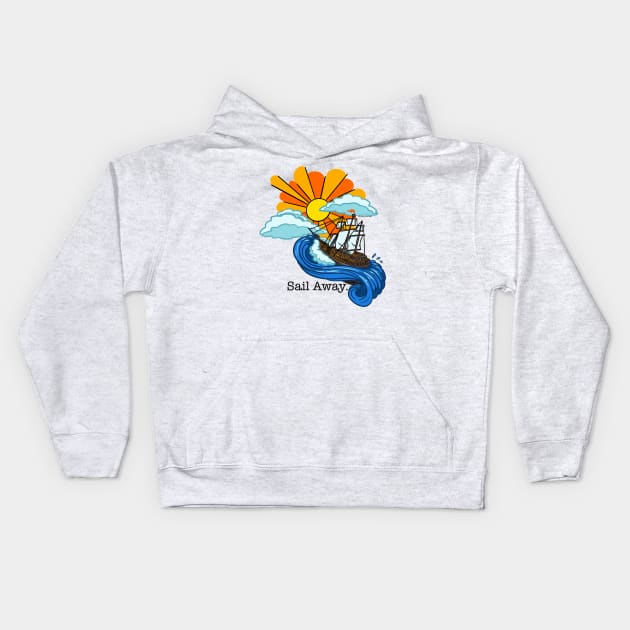 Sail Away Kids Hoodie by HannahPalmerArt